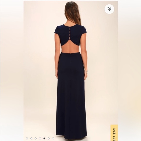 Lulu’s cut out and open back long, formal dress. Navy blue. Only worn once! - Picture 5 of 6